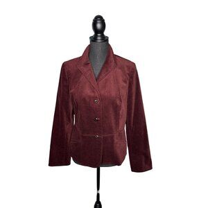 Talbots 2012 Women's Dark Maroon Velvet Peplum Jacket Petite 12